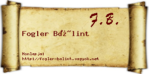 Fogler Bálint névjegykártya