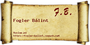 Fogler Bálint névjegykártya