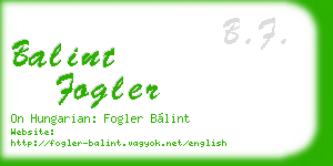balint fogler business card
