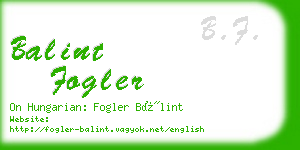 balint fogler business card